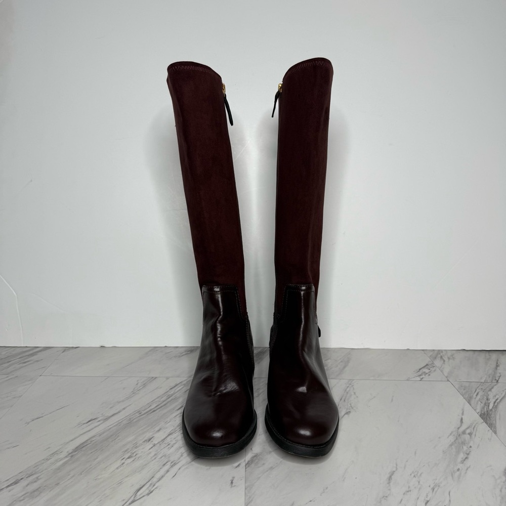 Franco Sarto Merina Burgundy Brown Wide Calf Tall Riding Boot 8M - Picture 2 of 15